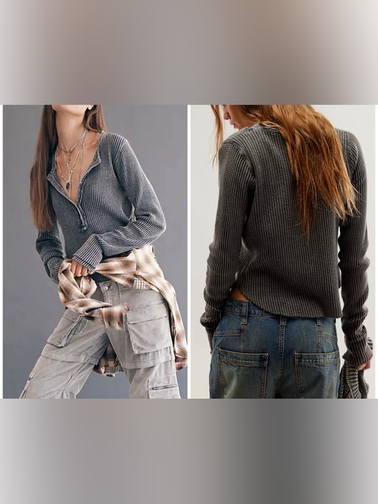 Free People Tops - NWOT Free People FP One Colt Thermal - charcoal grey black - Large